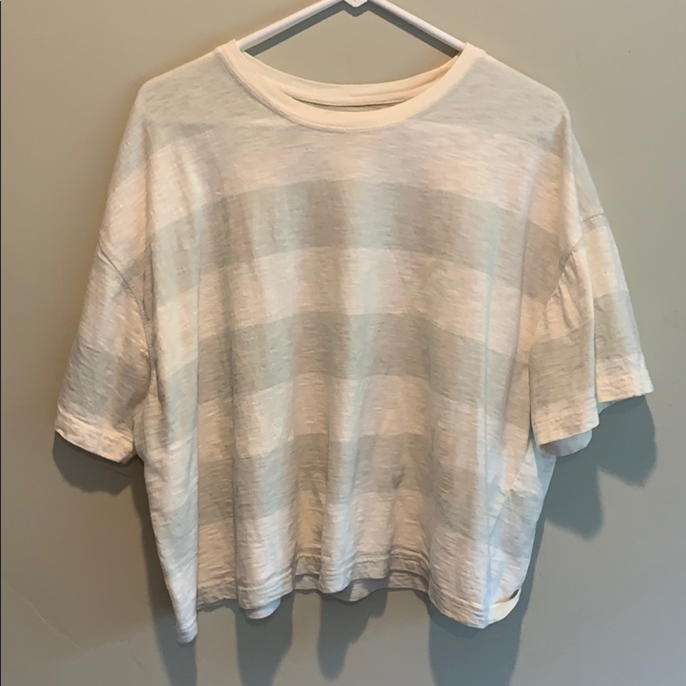 Light blue and white striped t shirt